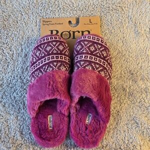 Born Slippers Women's Large 9-10 Purple Fair Isle Spring Foam‎ Hard Sole